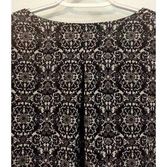 Belle by Kim Gravel Blouse Ruffle Front Flared Sleeve Black/White Lined - 2X - Picture 7 of 10